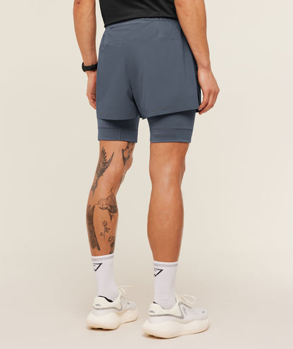 Gymshark Running Elite 2 In 1 5" Shorts Titanium Blue
