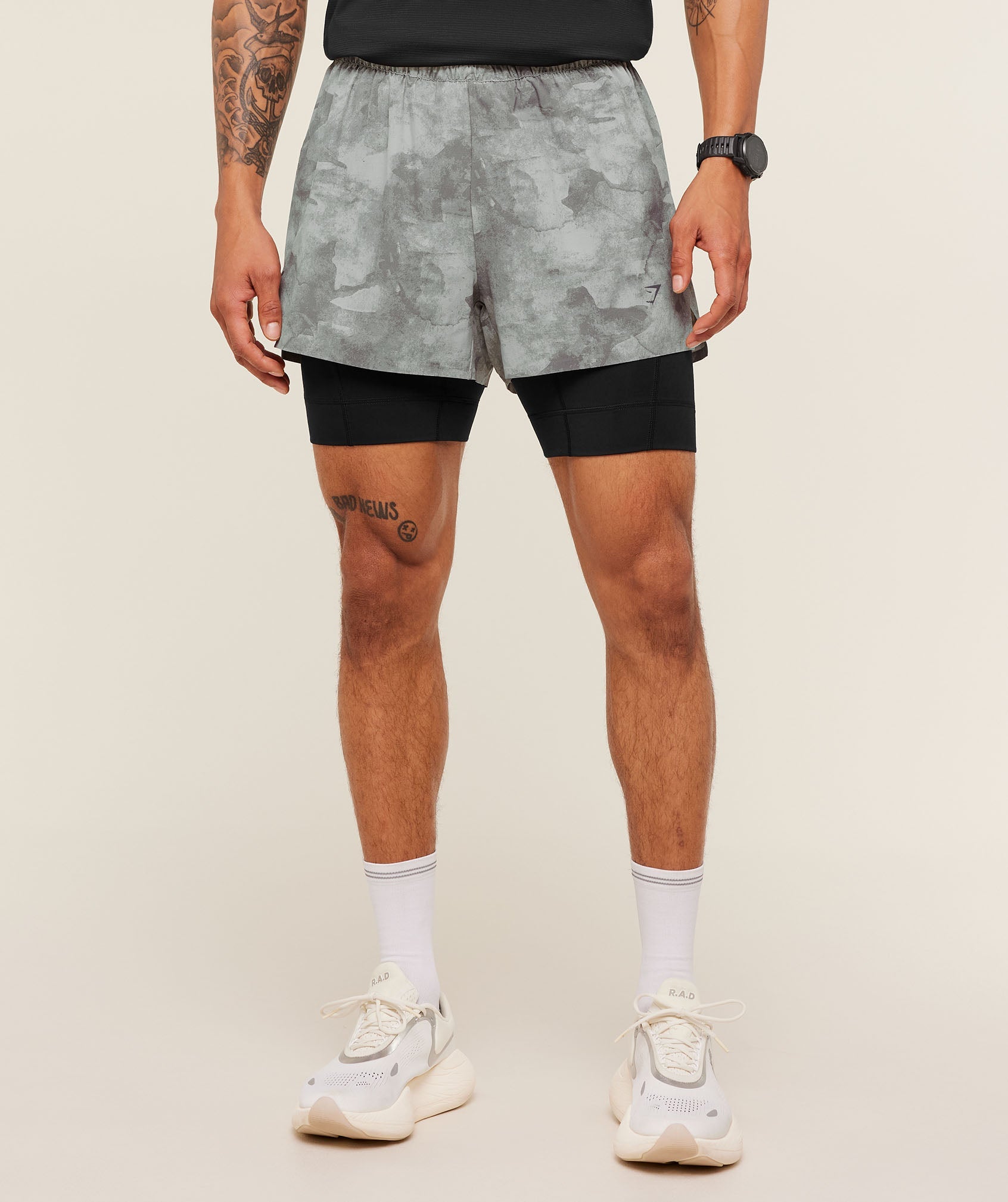 Gymshark Running Elite 2 In 1 5" Shorts Smokey Grey