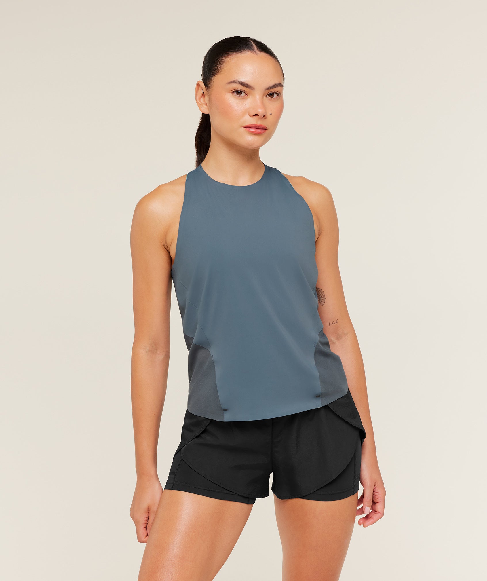 Women's Gymshark Running Elite Loose Fit Tank Titanium Blue