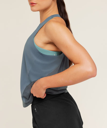 Women's Gymshark Running Elite Loose Fit Tank Titanium Blue