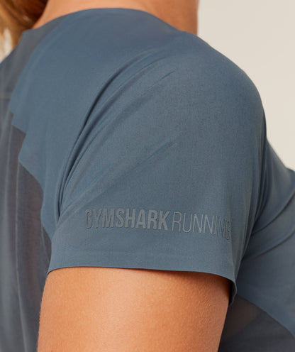 Women's Gymshark Running Elite T-Shirt Titanium Blue