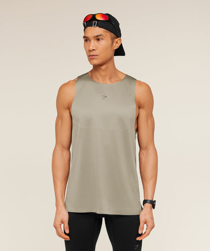 Gymshark Running Elite Tank Linen Brown