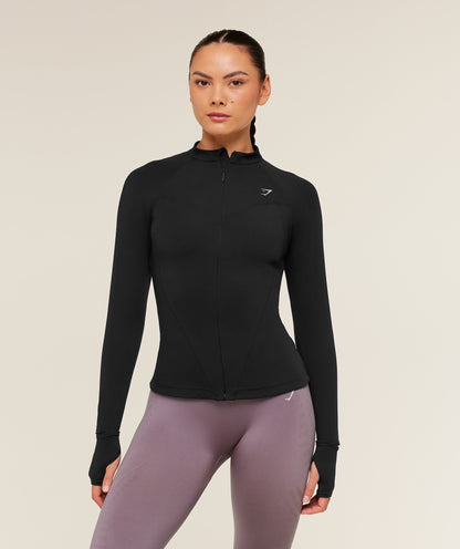 Women's Gymshark Running Full Zip Jacket Black