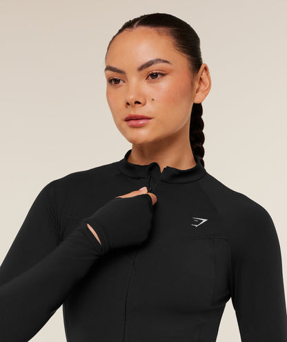 Women's Gymshark Running Full Zip Jacket Black