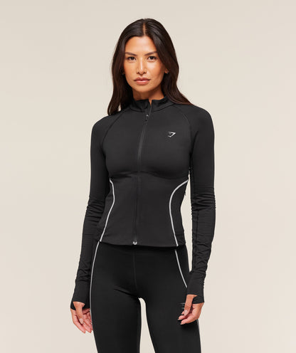 Women's Gymshark Running Warmth Zip Up Jacket Black