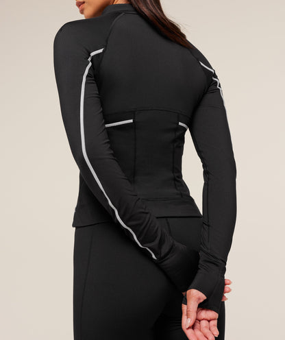 Women's Gymshark Running Warmth Zip Up Jacket Black