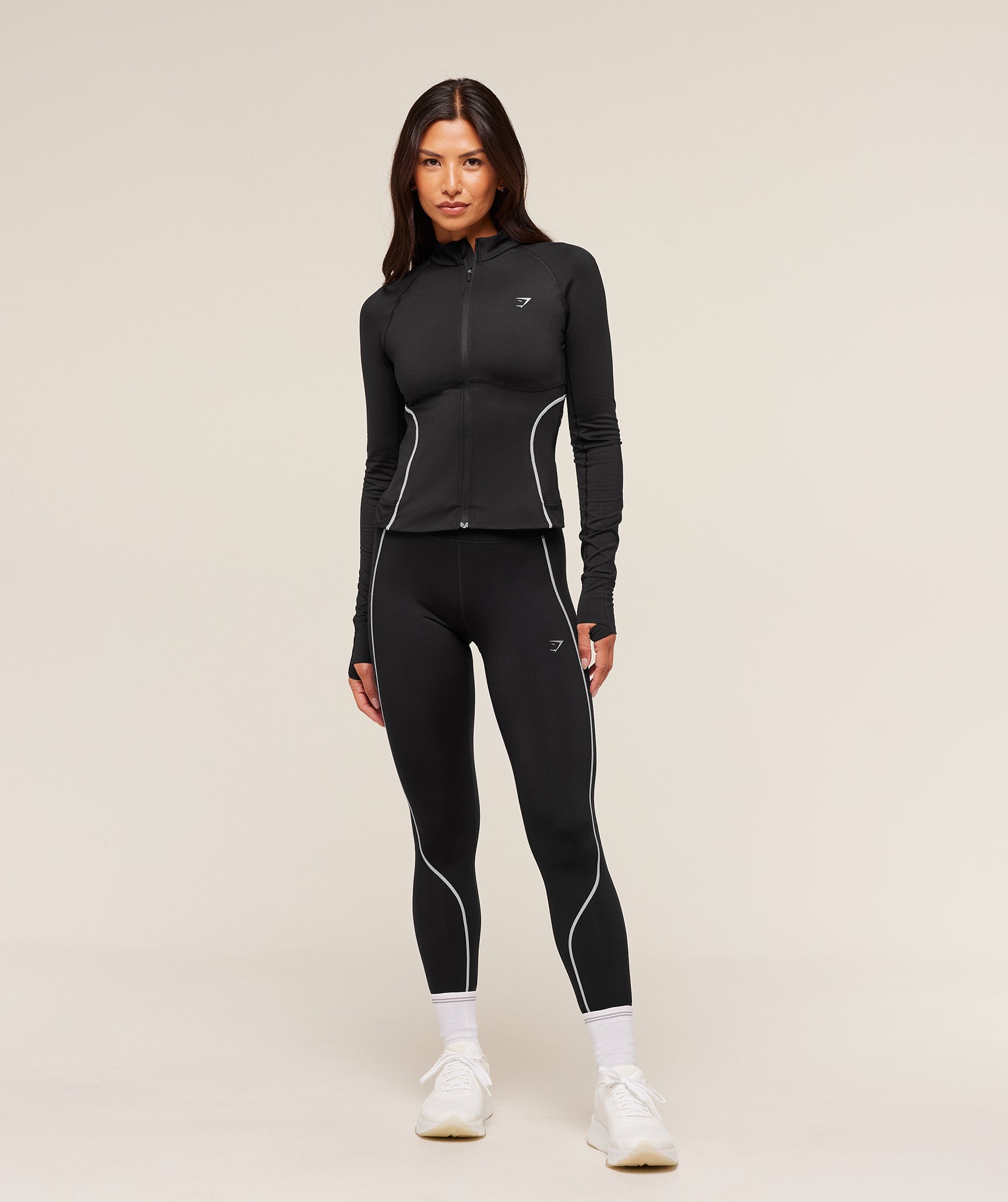 Women's Gymshark Running Warmth Zip Up Jacket Black