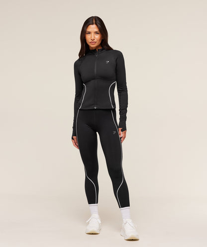 Women's Gymshark Running Warmth Zip Up Jacket Black