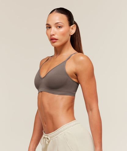 Women's Gymshark Featherform V-Neck Bralette Cool Brown