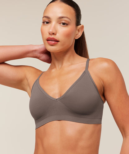 Women's Gymshark Featherform V-Neck Bralette Cool Brown