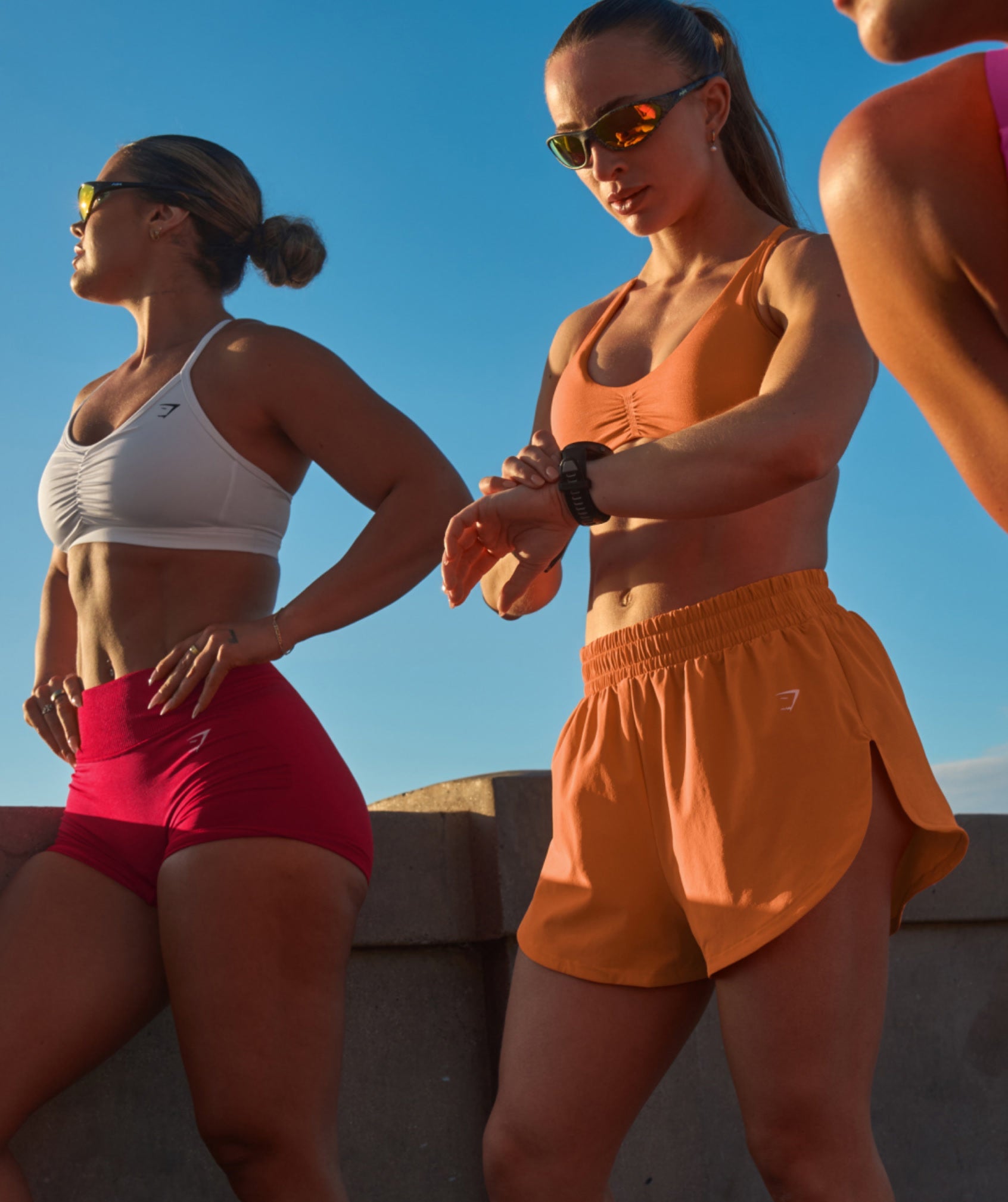 Women's Gymshark Interval High Leg Shorts Dayglow Peach