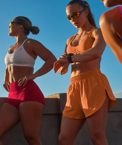 Women's Gymshark Interval High Leg Shorts Dayglow Peach