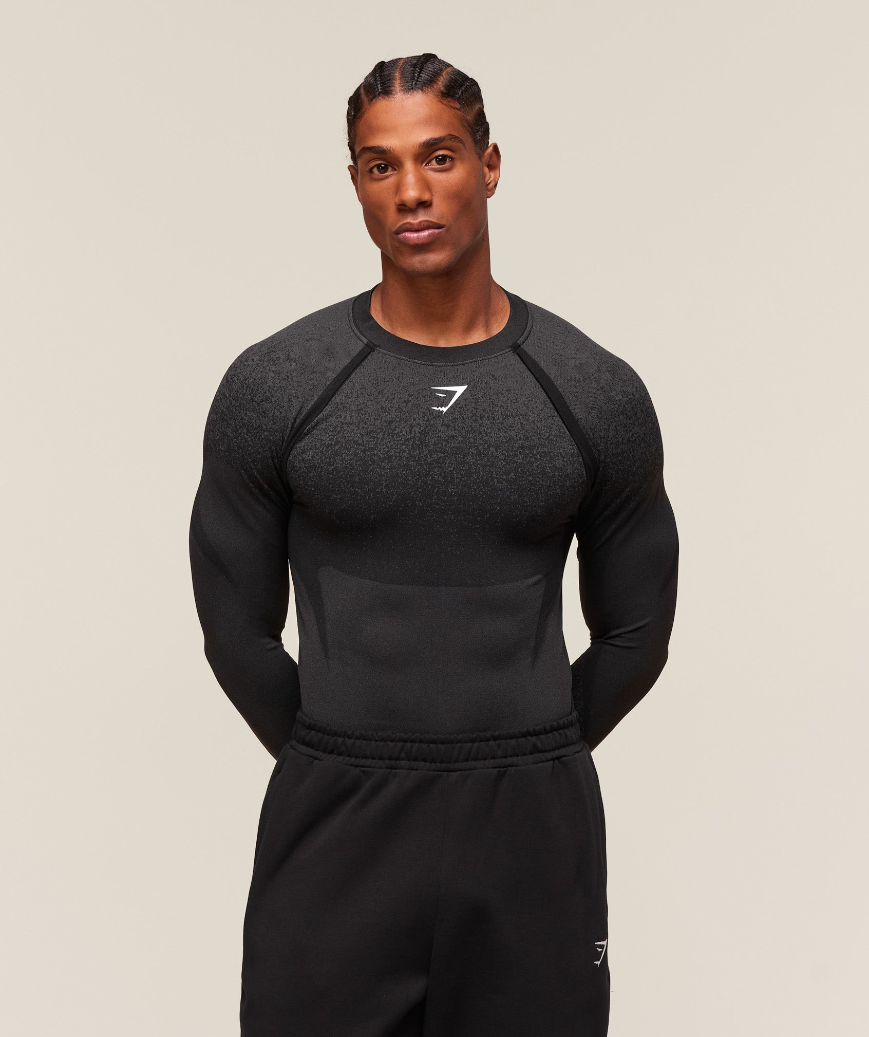 Gymshark Shadow Seamless Long Sleeve T-Shirt Black