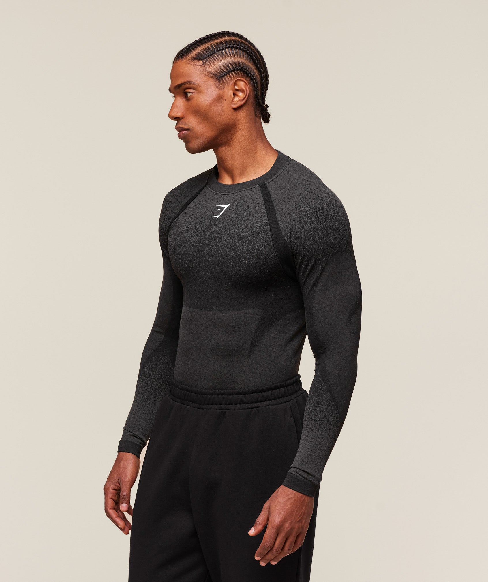 Gymshark Shadow Seamless Long Sleeve T-Shirt Black