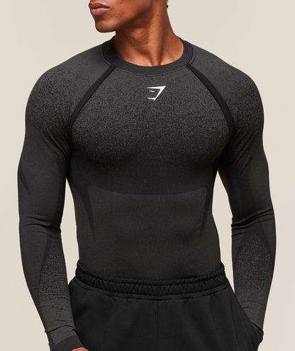 Gymshark Shadow Seamless Long Sleeve T-Shirt Black