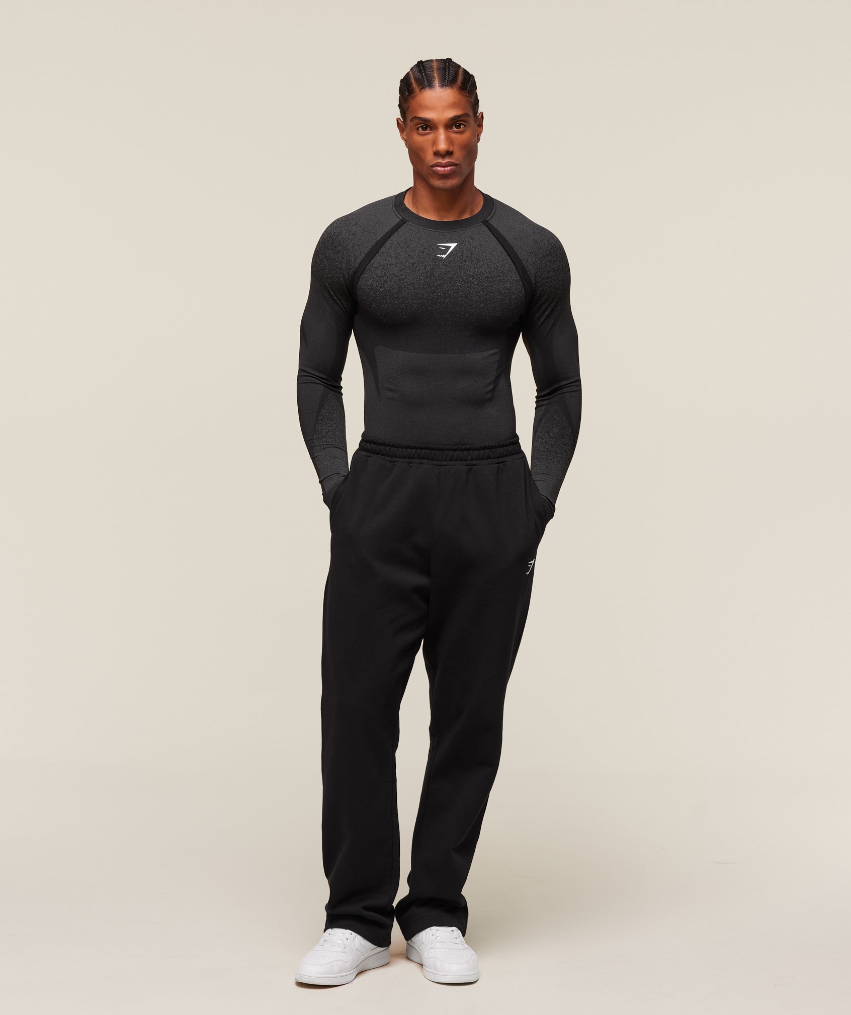 Gymshark Shadow Seamless Long Sleeve T-Shirt Black