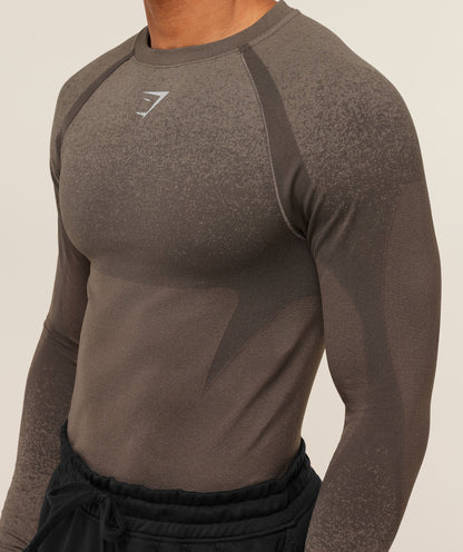 Gymshark Shadow Seamless Long Sleeve T-Shirt Camo Brown