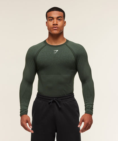 Gymshark Shadow Seamless Long Sleeve T-Shirt Trail Green