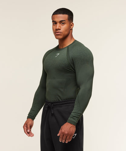 Gymshark Shadow Seamless Long Sleeve T-Shirt Trail Green