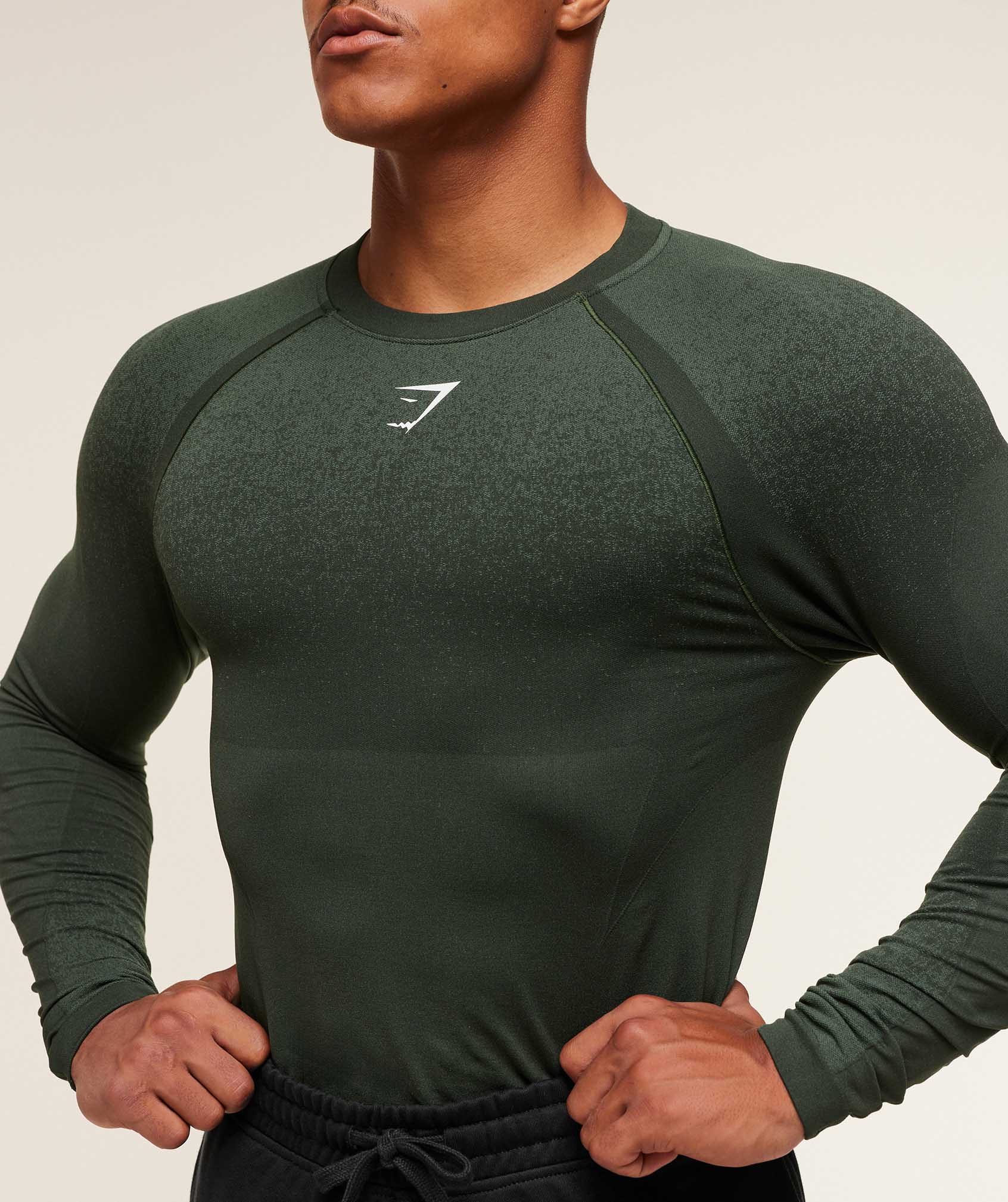 Gymshark Shadow Seamless Long Sleeve T-Shirt Trail Green