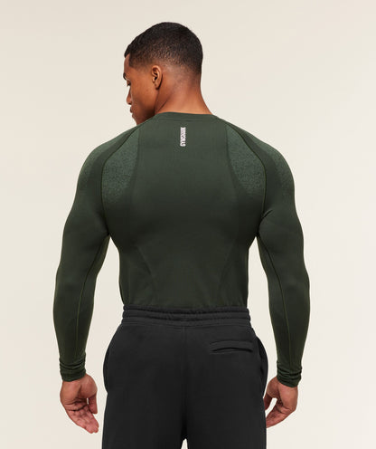 Gymshark Shadow Seamless Long Sleeve T-Shirt Trail Green