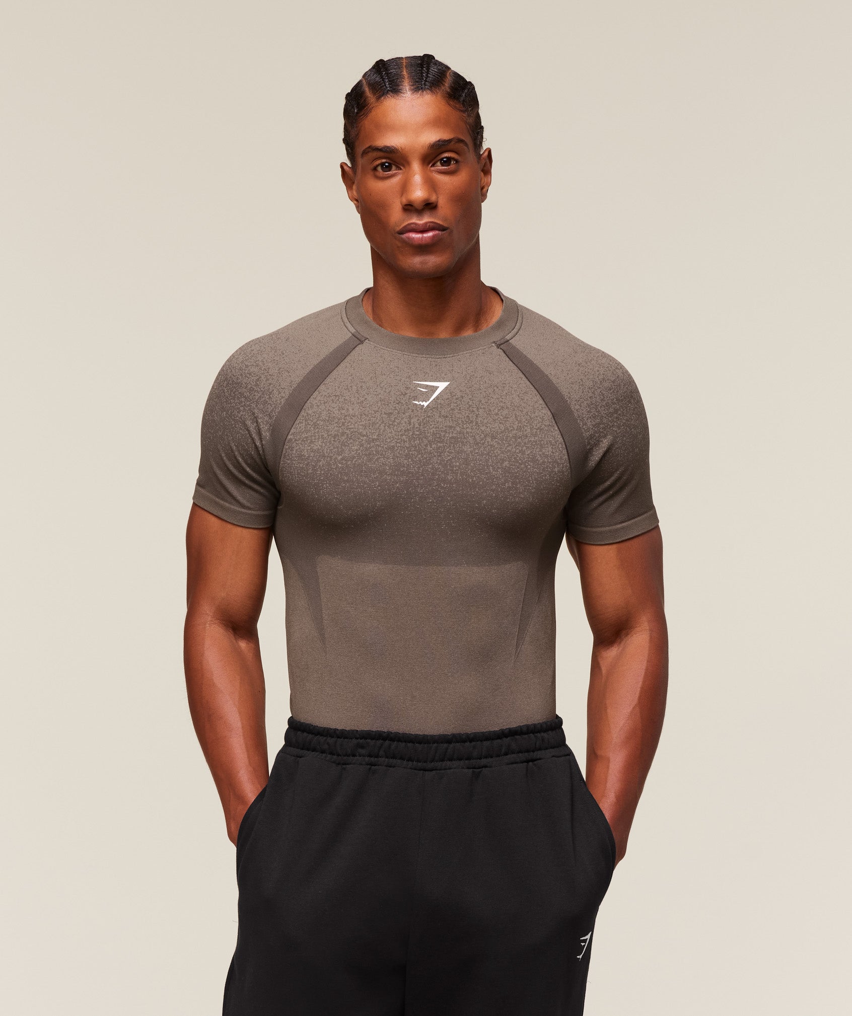 Gymshark Shadow Seamless T Shirt Camo Brown