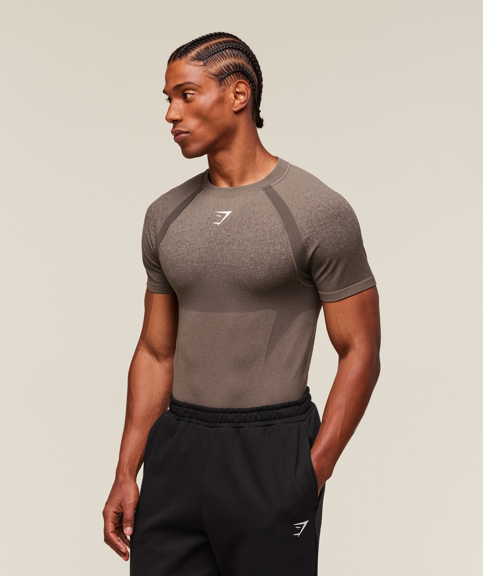 Gymshark Shadow Seamless T Shirt Camo Brown
