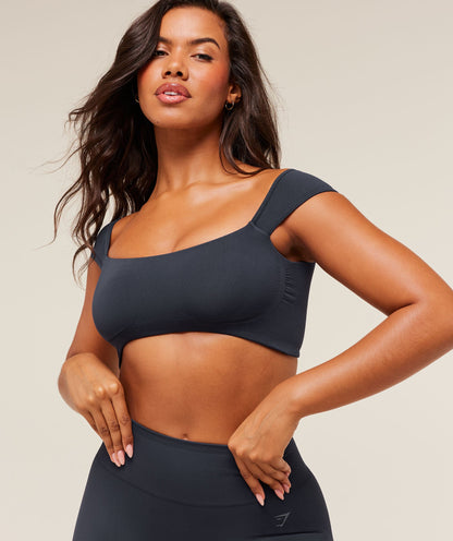 Women's Gymshark Soft Sculpt Cap Sleeve Bralette Heavy Blue