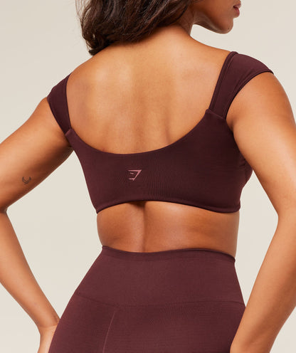 Women's Gymshark Soft Sculpt Cap Sleeve Bralette Rich Maroon