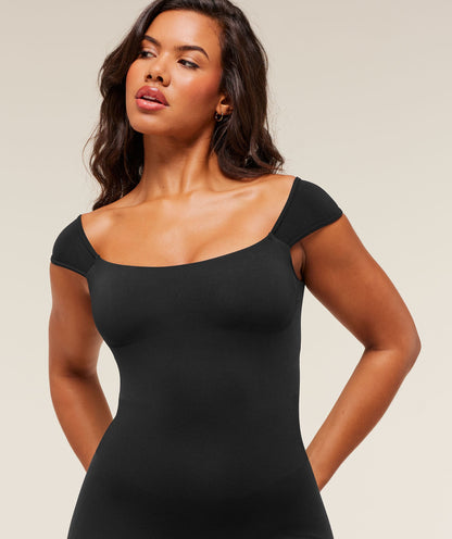 Women's Gymshark Soft Sculpt Cap Sleeve All-In-One Black