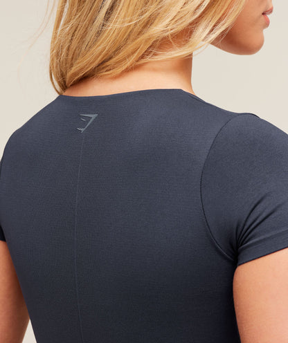 Women's Gymshark Soft Sculpt T-Shirt With Shelf Heavy Blue