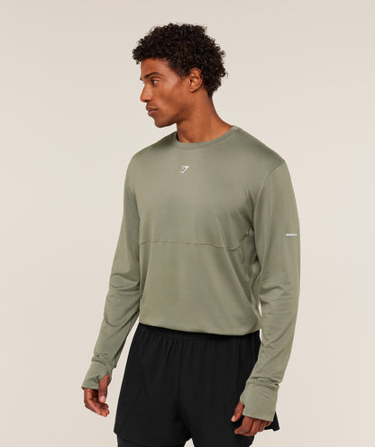 Gymshark Running Long Sleeve T-Shirt Base Green