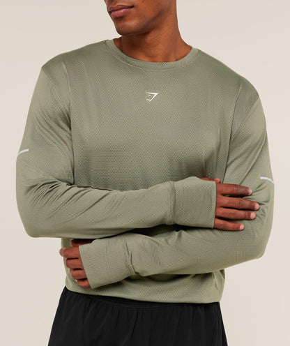 Gymshark Running Long Sleeve T-Shirt Base Green