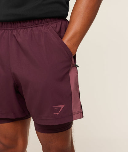 Gymshark Sport 5" 2 In 1 Shorts Impact Burgundy