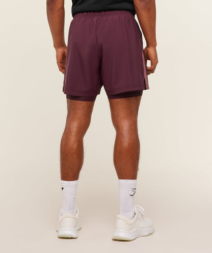 Gymshark Sport 5" 2 In 1 Shorts Impact Burgundy