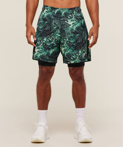 Gymshark Sport 7" 2 In 1 Shorts Active Green
