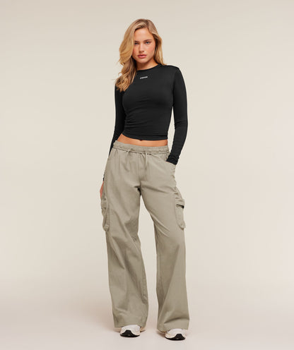 Women's Gymshark Cargo Pants Linen Brown