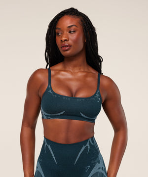 Women's Gymshark Storm Seamless Sports Bra Deep Petrol Blue