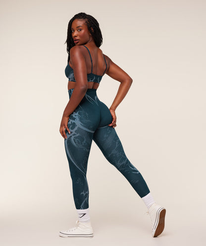 Women's Gymshark Storm Seamless Leggings Deep Petrol Blue