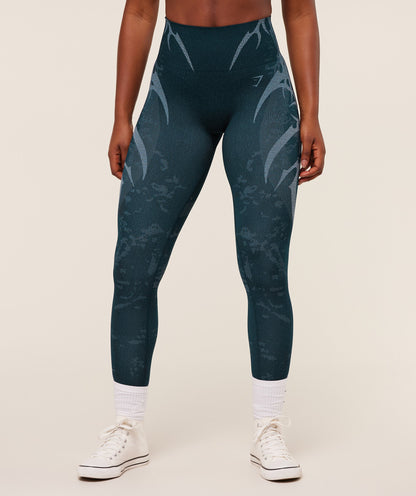 Women's Gymshark Storm Seamless Leggings Deep Petrol Blue