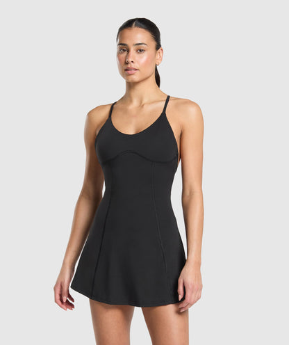 Women's Gymshark Strappy 2-In-1 Dress Black