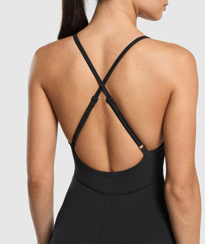 Women's Gymshark Strappy 2-In-1 Dress Black