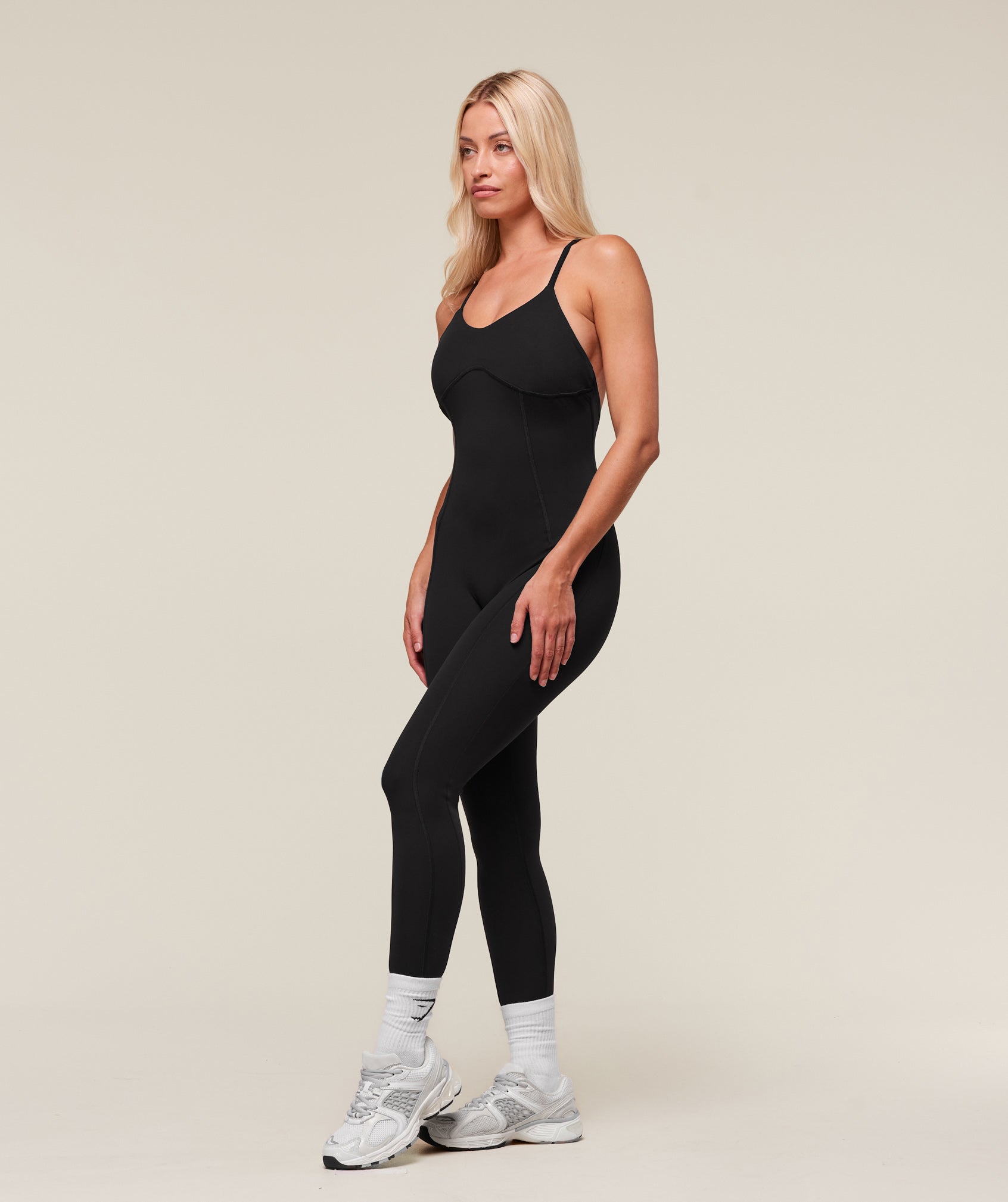 Women's Gymshark Strappy All In One Full Length Black