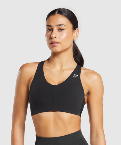 Women's Gymshark Strappy Back Medium Support Sports Bra Black