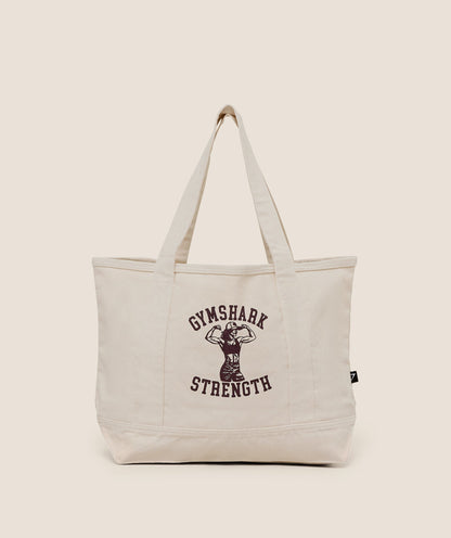 Gymshark Strength Graphic Tote Bag Ecru White