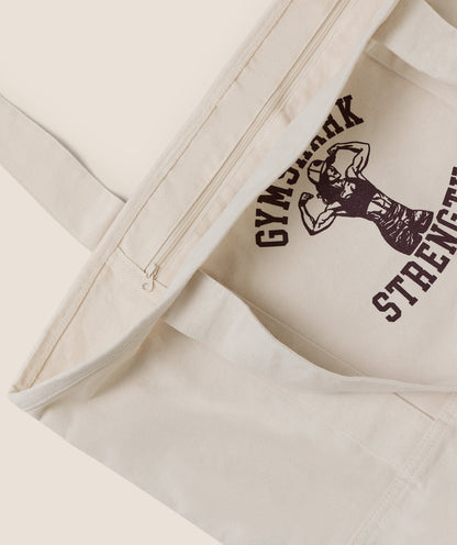 Gymshark Strength Graphic Tote Bag Ecru White