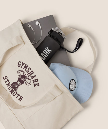 Gymshark Strength Graphic Tote Bag Ecru White