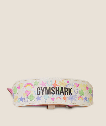 Women's Gymshark Lucky Graphic Lifting Belt Tinted White
