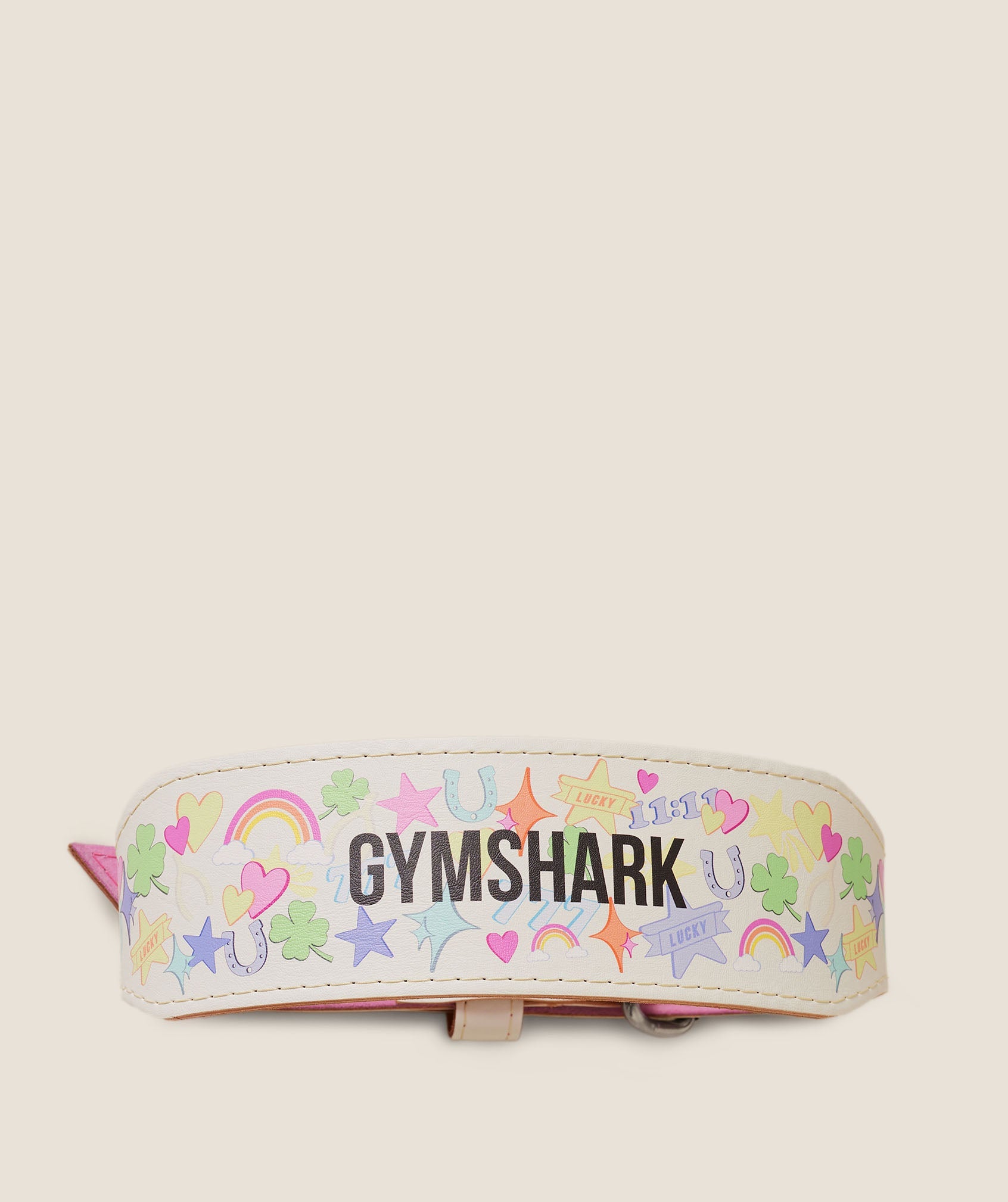 Women's Gymshark Lucky Graphic Lifting Belt Tinted White