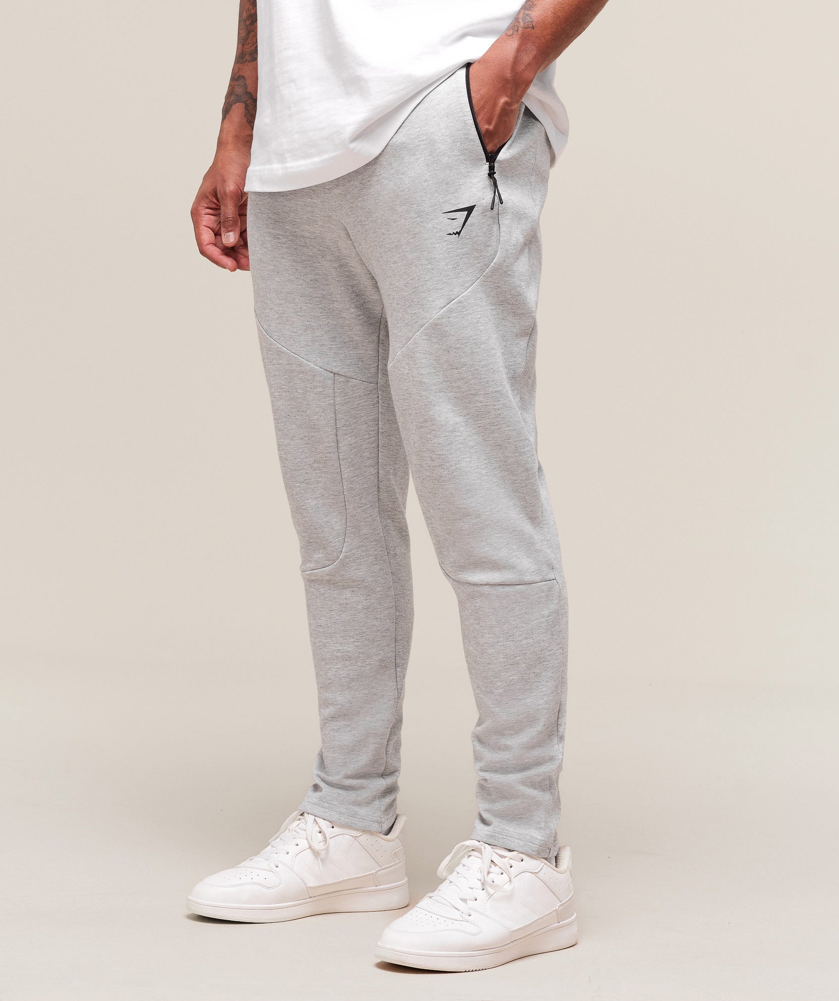 Gymshark Interlock Tech Joggers Light Grey Core Marl
